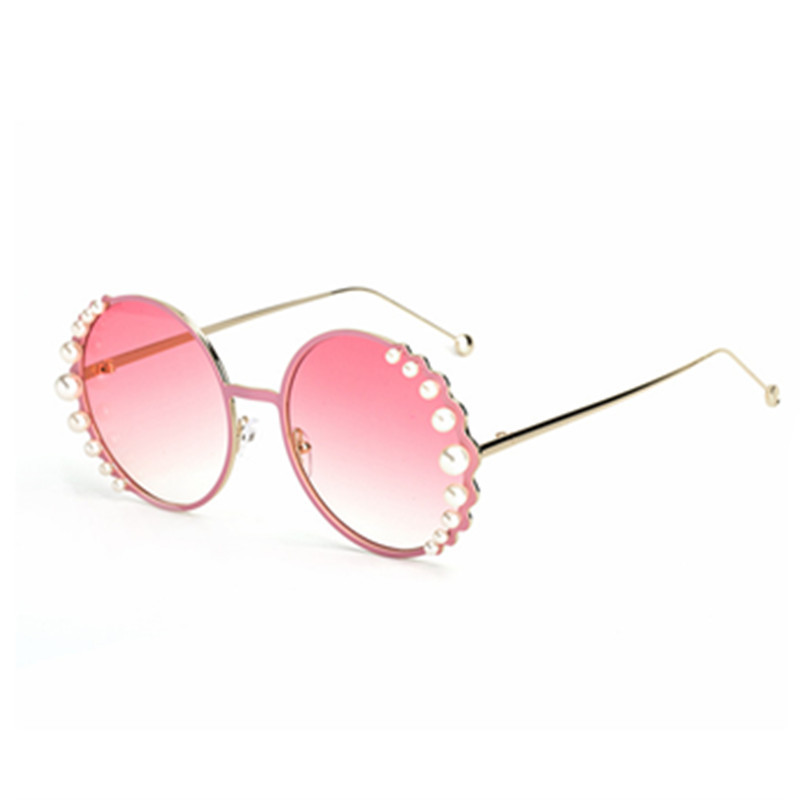 HBK Ochelari de soare rotunji cu perle Modis Oculos De Sol feminino 2019 de lux Vintage Femei Ochelari de soare de designer de brand Gradient UV400