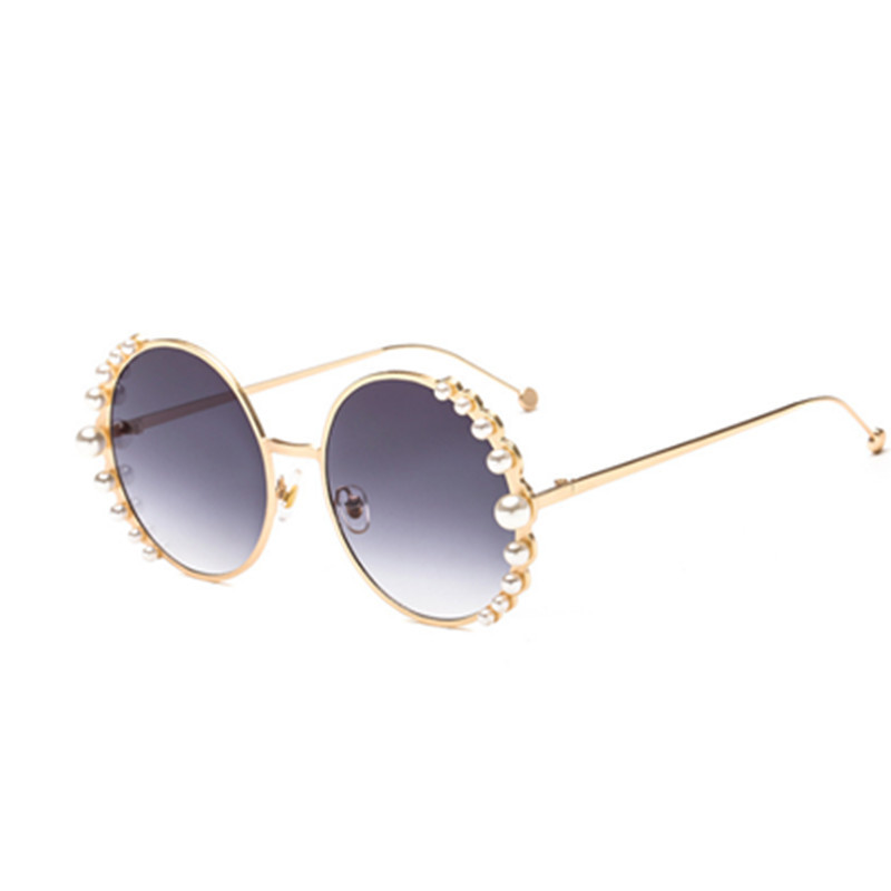HBK Ochelari de soare rotunji cu perle Modis Oculos De Sol feminino 2019 de lux Vintage Femei Ochelari de soare de designer de brand Gradient UV400