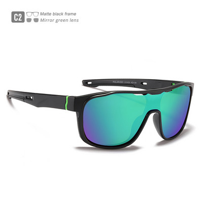 Ochelari de soare polarizați la modă pentru bărbați oglindă KDEAM o singură bucată UV400 nuanțe sport Ochelari de soare pentru conducere rezistenti la vânt cu cutie gratuită