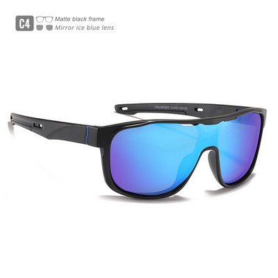 Ochelari de soare polarizați la modă pentru bărbați oglindă KDEAM o singură bucată UV400 nuanțe sport Ochelari de soare pentru conducere rezistenti la vânt cu cutie gratuită