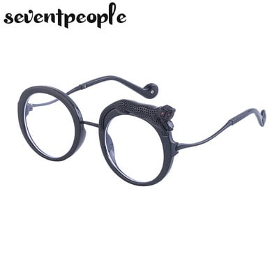 Kerek női napszemüvegek luxus dizájner kristály leopárd alakú napszemüvegek női divatnak, antikék fényű szemüvegek hölgyeknek