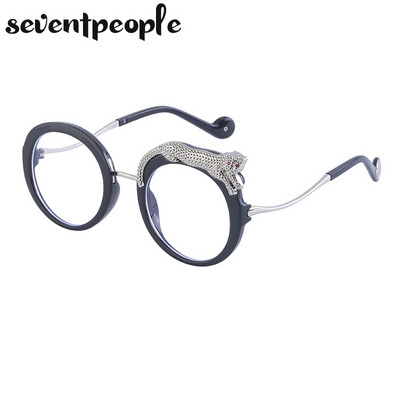 Kerek női napszemüvegek luxus dizájner kristály leopárd alakú napszemüvegek női divatnak, antikék fényű szemüvegek hölgyeknek