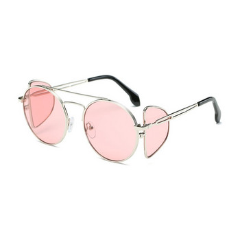 Кръгли стимпънк слънчеви очила Мъжки маркови дамски шикозни ретро слънчеви очила Метални модни женски очила Очила Uv400 Черни
