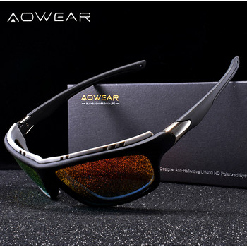 AOWEAR Мъжки луксозни спортни поляризирани слънчеви очила Мъжки модни външни очила Слънчеви очила Мъжки дизайнерски огледални слънчеви очила Oculos