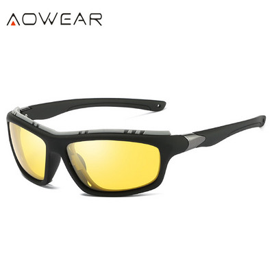 AOWEAR Férfi Luxus Sport Polarizált Napszemüvegek Férfi Divat Kültéri Szemüvegek Napszemüveg Férfi Márka Design Tükör Napszemüvegek Oculos