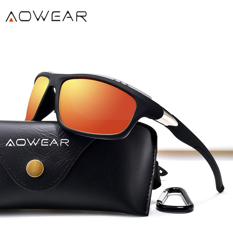 AOWEAR Férfi Luxus Sport Polarizált Napszemüvegek Férfi Divat Kültéri Szemüvegek Napszemüveg Férfi Márka Design Tükör Napszemüvegek Oculos