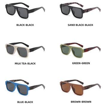 Модни луксозни маркови квадратни поляризирани слънчеви очила Дамски 2023 г. Ретро Популярни слънчеви очила с плосък покрив с голяма рамка Мъжки очила за шофиране