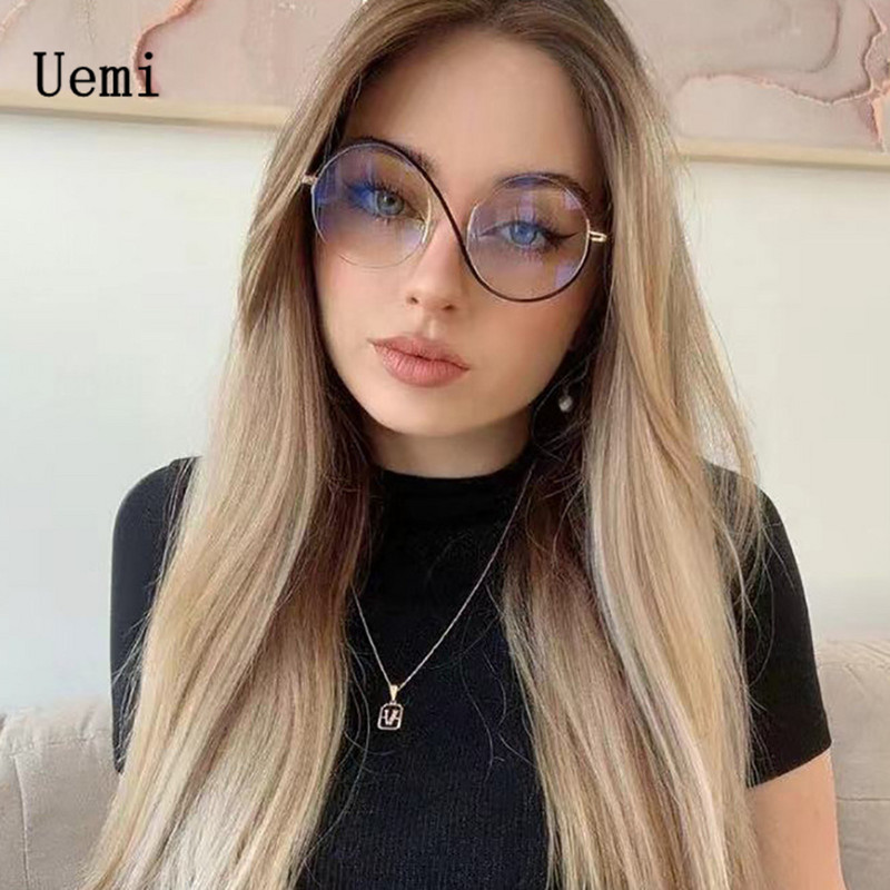 2023, novi modni okrugli okvir protiv plave svjetlosti, ženske naočale, kvalitetne retro metalne noge, prozirne prozirne leće, ženske naočale