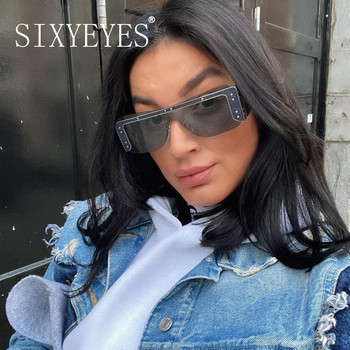 Fashion Rimless Τετράγωνα γυαλιά ηλίου Γυναικεία γυαλιά ηλίου 2022 Rivet Oversized Γυαλιά Μεγάλα γυαλιά Flat Top Mirror Ανδρικά γυαλιά ηλίου αποχρώσεις UV400