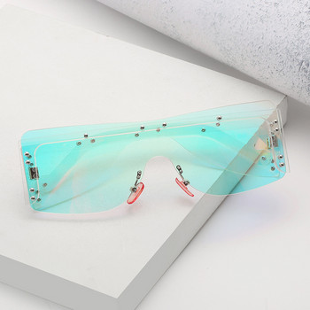 Fashion Rimless Τετράγωνα γυαλιά ηλίου Γυναικεία γυαλιά ηλίου 2022 Rivet Oversized Γυαλιά Μεγάλα γυαλιά Flat Top Mirror Ανδρικά γυαλιά ηλίου αποχρώσεις UV400