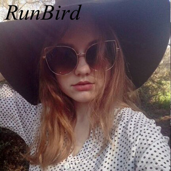 RunBird Fashion Γυναικεία γυαλιά ηλίου Cat Mirror Γυαλιά μεταλλικά γυαλιά ηλίου Cat Eye Γυναικεία επώνυμα σχεδιαστής υψηλής ποιότητας τετράγωνο στυλ R058