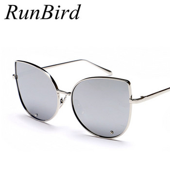 RunBird Fashion Γυναικεία γυαλιά ηλίου Cat Mirror Γυαλιά μεταλλικά γυαλιά ηλίου Cat Eye Γυναικεία επώνυμα σχεδιαστής υψηλής ποιότητας τετράγωνο στυλ R058