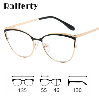 Ralferty Retro akinių rėmeliai moterims Anti Blue Myopia Prescription Optic Moteriški akiniai Dekoratyviniai katės akių rėmeliai oculos