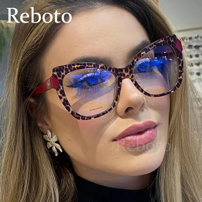 Модни дамски рамки за очила Секси котешко око Леопардови оптични лещи Очила против синя светлина Женски модерни ретро очила