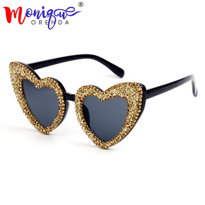 2018 Ochelari de soare Femei Auriu argintiu pietriș marca Ochelari de soare pentru bărbați de lux Retro Love Heart Shape Nuanțe feminine de vară