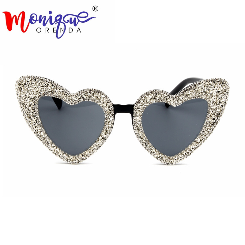 2018 Ochelari de soare Femei Auriu argintiu pietriș marca Ochelari de soare pentru bărbați de lux Retro Love Heart Shape Nuanțe feminine de vară
