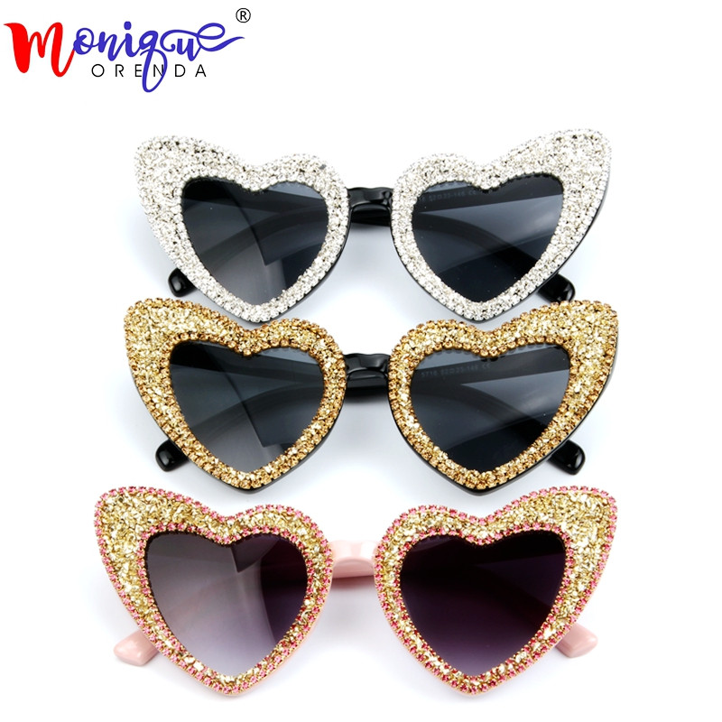 2018 Ochelari de soare Femei Auriu argintiu pietriș marca Ochelari de soare pentru bărbați de lux Retro Love Heart Shape Nuanțe feminine de vară