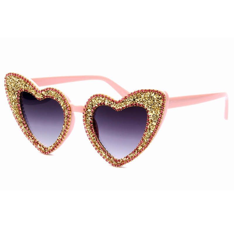 2018 Ochelari de soare Femei Auriu argintiu pietriș marca Ochelari de soare pentru bărbați de lux Retro Love Heart Shape Nuanțe feminine de vară