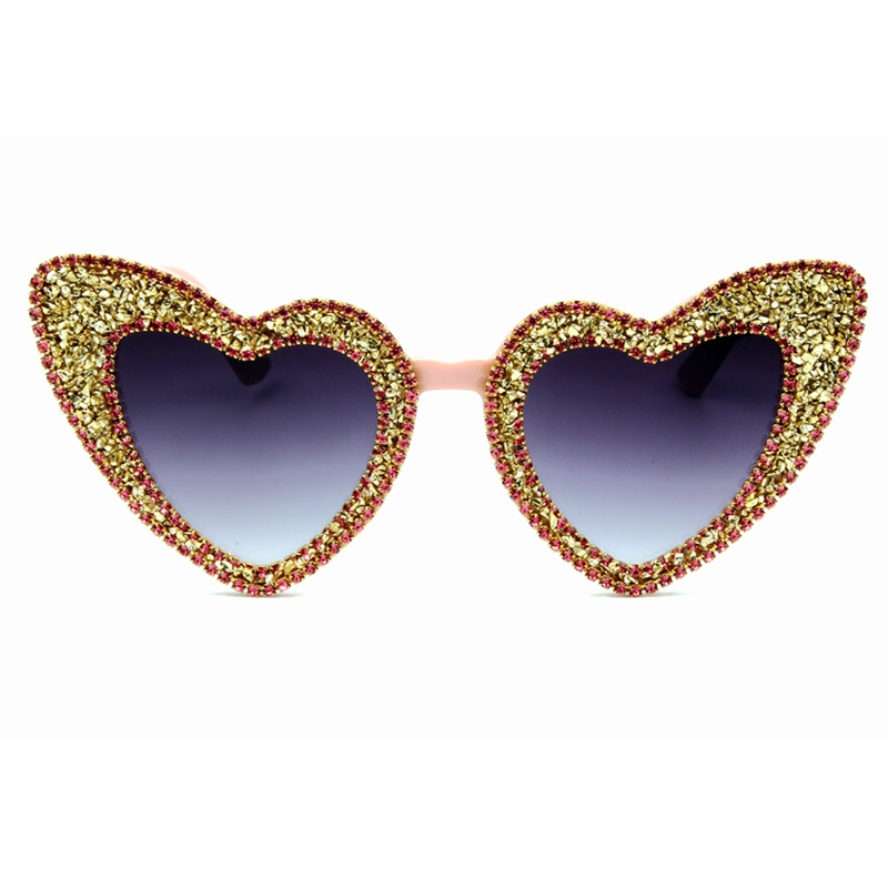 2018 Ochelari de soare Femei Auriu argintiu pietriș marca Ochelari de soare pentru bărbați de lux Retro Love Heart Shape Nuanțe feminine de vară