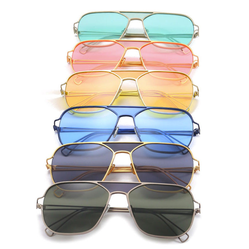 SHAUNA Ogromne četvrtaste sunčane naočale s metalnim okvirom Ženske modne slatkih boja Prozirno Zeleno Žuto Plave sunčane naočale Muške
