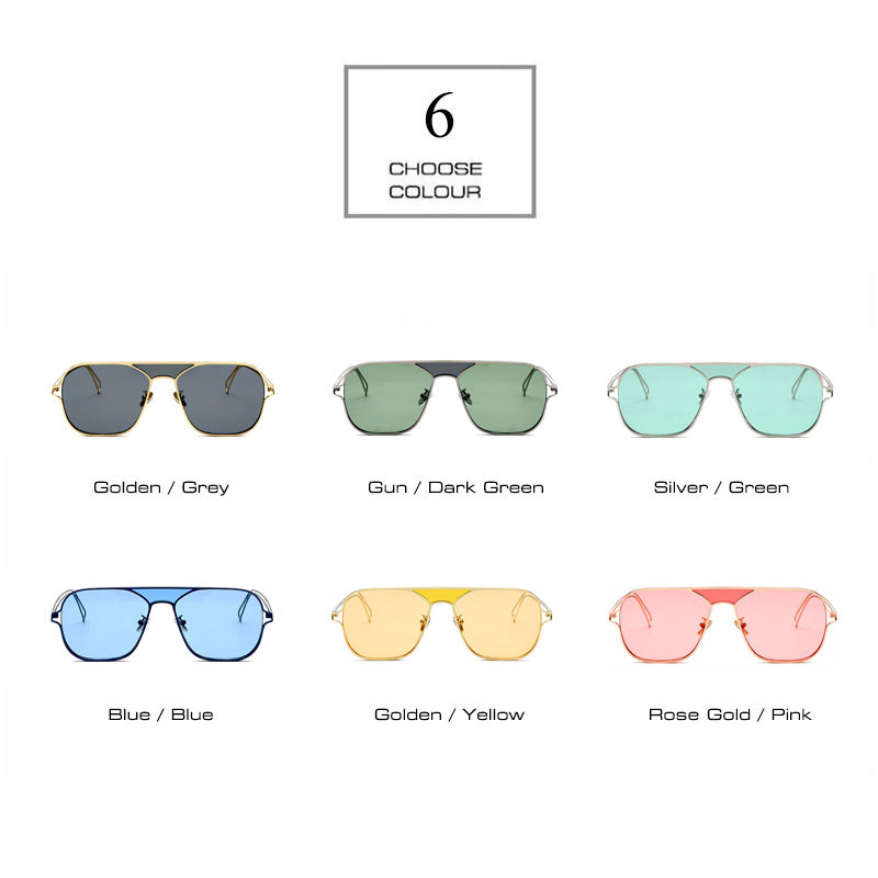 SHAUNA Ogromne četvrtaste sunčane naočale s metalnim okvirom Ženske modne slatkih boja Prozirno Zeleno Žuto Plave sunčane naočale Muške