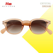 Meeshow Ljeto 2023 Muškarci Žene Retro modne sunčane naočale Kristalni dizajn Smeđi okrugli okvir Sunčane naočale sa 100% UV zaštitom od najlonskih leća