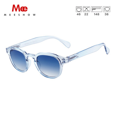 Meeshow Ljeto 2023 Muškarci Žene Retro modne sunčane naočale Kristalni dizajn Smeđi okrugli okvir Sunčane naočale sa 100% UV zaštitom od najlonskih leća