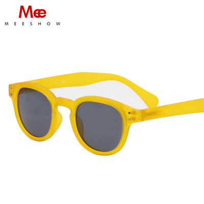 Meeshow Ljeto 2023 Muškarci Žene Retro modne sunčane naočale Kristalni dizajn Smeđi okrugli okvir Sunčane naočale sa 100% UV zaštitom od najlonskih leća