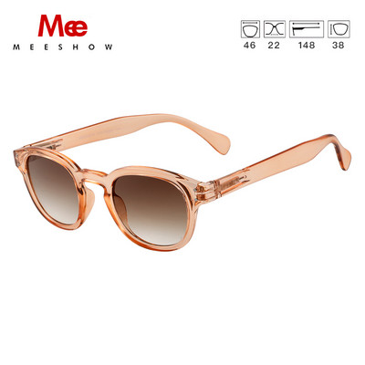Meeshow Ljeto 2023 Muškarci Žene Retro modne sunčane naočale Kristalni dizajn Smeđi okrugli okvir Sunčane naočale sa 100% UV zaštitom od najlonskih leća