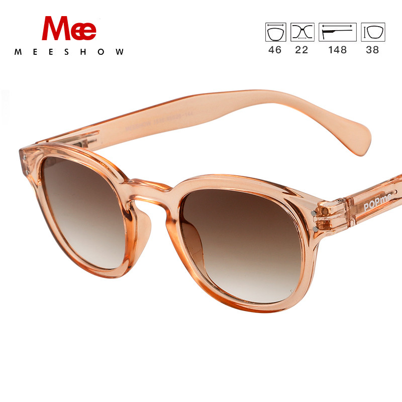 Meeshow Ljeto 2023 Muškarci Žene Retro modne sunčane naočale Kristalni dizajn Smeđi okrugli okvir Sunčane naočale sa 100% UV zaštitom od najlonskih leća