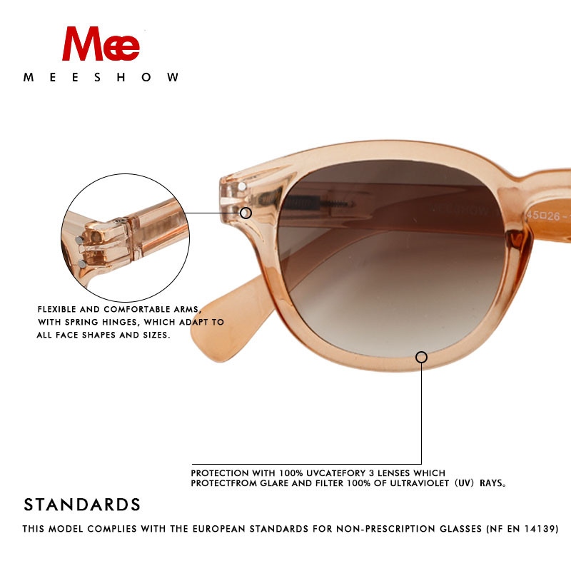 Meeshow Ljeto 2023 Muškarci Žene Retro modne sunčane naočale Kristalni dizajn Smeđi okrugli okvir Sunčane naočale sa 100% UV zaštitom od najlonskih leća