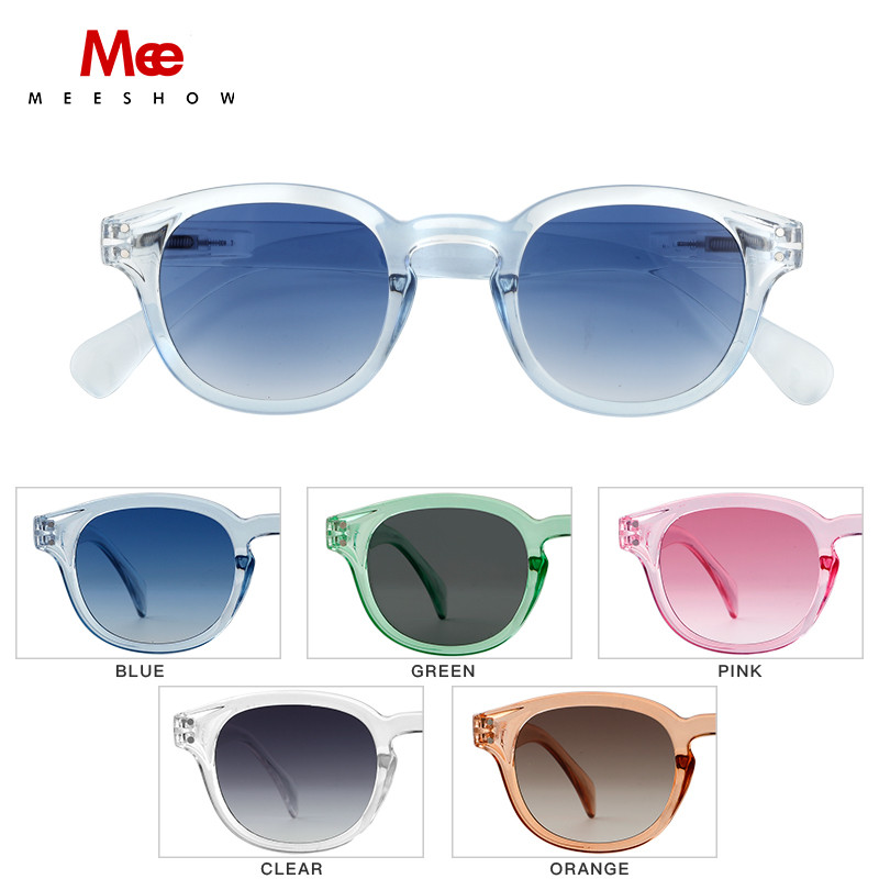 Meeshow Ljeto 2023 Muškarci Žene Retro modne sunčane naočale Kristalni dizajn Smeđi okrugli okvir Sunčane naočale sa 100% UV zaštitom od najlonskih leća