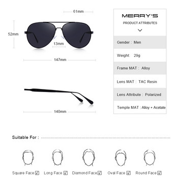 MERRYS DESIGN Ανδρικά γυαλιά ηλίου Classic HD Polarized Pilot γυαλιά ηλίου για άντρες Ανδρικά γυαλιά UV400 Protection S8309
