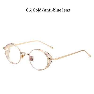 2021 NAUJI Vintažiniai klasikiniai apvalūs „SteamPunk“ akiniai nuo saulės „Anti Blue Ray“ akiniai, tinkliniai šoniniai skydai, saulės akiniai „Oculos De Sol 918“