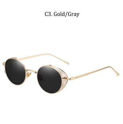 2021 NAUJI Vintažiniai klasikiniai apvalūs „SteamPunk“ akiniai nuo saulės „Anti Blue Ray“ akiniai, tinkliniai šoniniai skydai, saulės akiniai „Oculos De Sol 918“