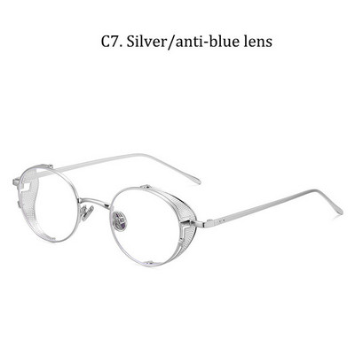 2021 NAUJI Vintažiniai klasikiniai apvalūs „SteamPunk“ akiniai nuo saulės „Anti Blue Ray“ akiniai, tinkliniai šoniniai skydai, saulės akiniai „Oculos De Sol 918“