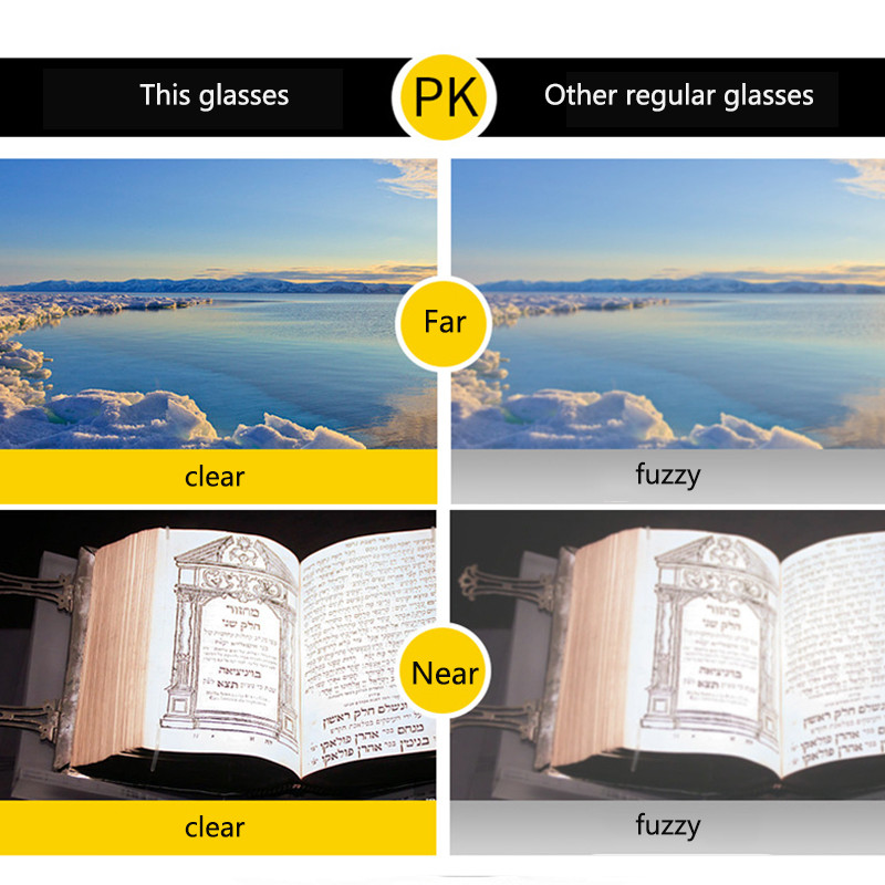 Sulankstomi skaitymo akiniai Nešiojami progresyvūs biofokaliniai akiniai, vyriški tėvams nuo mėlyno spindulio priešlaikiniai akiniai su odiniu dėklu