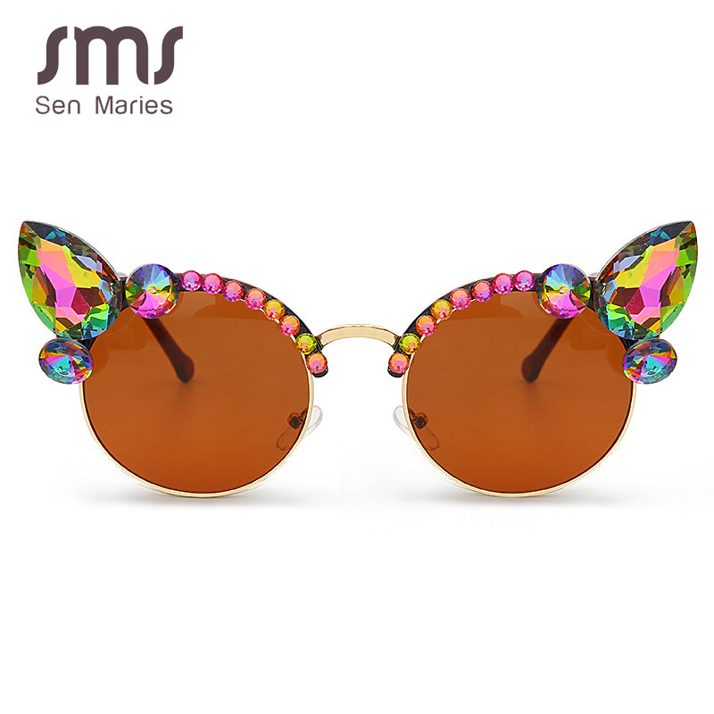 Vintage dijamantne sunčane naočale Ženske luksuzne marke Cat Eye sunčane naočale Pink Blue Crystal Punk sunčane naočale Muške nijanse UV400 okulari