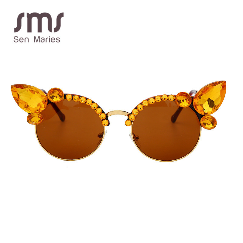 Vintage dijamantne sunčane naočale Ženske luksuzne marke Cat Eye sunčane naočale Pink Blue Crystal Punk sunčane naočale Muške nijanse UV400 okulari