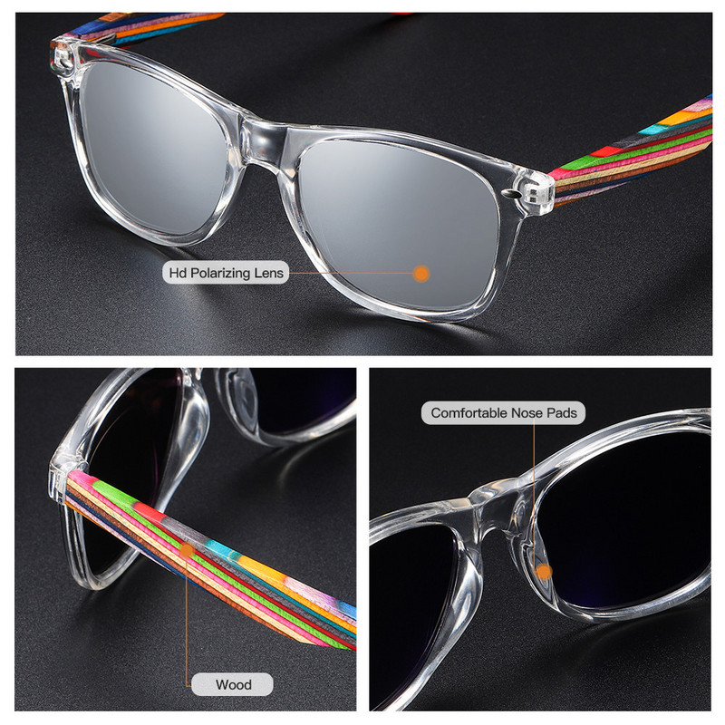 KITHDIA polarizirani PC okvir s drvenim nogama sunčane naočale za muškarce ili žene Drvene ručke u boji S5062
