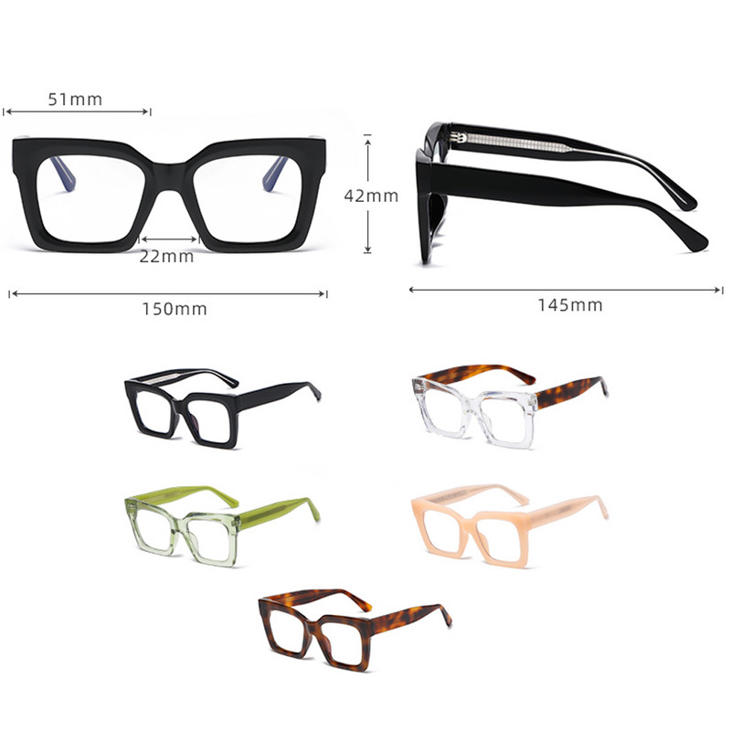 Kachawoo didelio rėmo kvadratiniai akiniai mėlyna šviesa blokuojanti vyriška moteriška TR90 acetato storio akinių rėmeliai retro stiliaus leopardo juodi