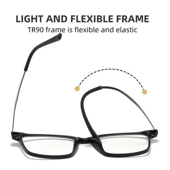 YOOSKE Очила за четене, блокиращи синя светлина Мъже Жени Ултралеки TR90 Титаниева сплав Оптична рамка Очила Квадратни очила