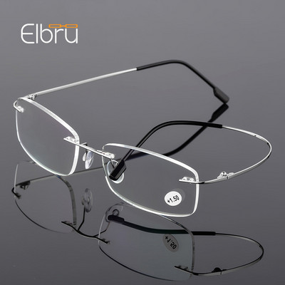 Elbru Ultralight TR90 Memory Титаниеви очила за четене без рамка за мъже и жени Пресбиопични очила +1,0 +1,5 +2,0 до +3,5 +4,0