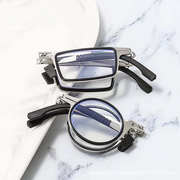 Преносими сгъваеми очила за четене за мъже Metal Round Square Anti Blue Light Eyeglasses Men Presbyopia gafas с диоптри плюс