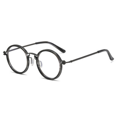 Lasīšanas brilles vīriešiem Luksusa apaļš ietvars Palielināmās brilles Caurspīdīgās Lēcas Pretzilās Gaismas Brilles Vīriešiem Sievietēm Metāla Lasīšanas Brilles Jaunums