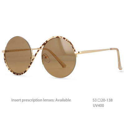 54042 Retro okrugle sunčane naočale s poluokvirom, modne muške, ženske nijanse Uv400 vintage naočale