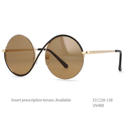 54042 Retro okrugle sunčane naočale s poluokvirom, modne muške, ženske nijanse Uv400 vintage naočale