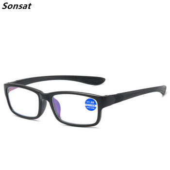 Очила за четене Мъжки модни спортни очила за четене против синя светлина, блокиращи сивата червена TR90 рамка за очила за пресбиопия