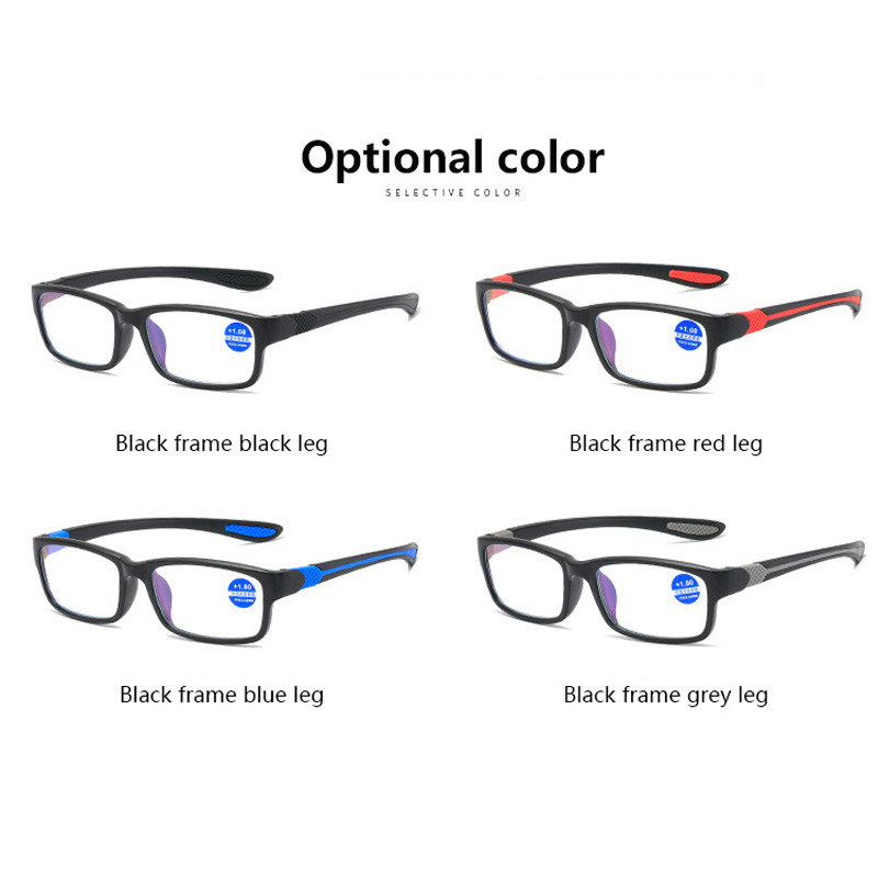 Lasīšanas brilles Vīriešu Modes Sports Pretzils Gaismu Bloķējošs Lasīšanai Brilles Pelēks Sarkans TR90 Rāmis Presbyopia Brilles