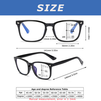 CRIXALIS Квадратни мултифокални прогресивни очила за четене Мъжка мода с диоптри Противоотблясъци Компютърни очила Дамски UV400